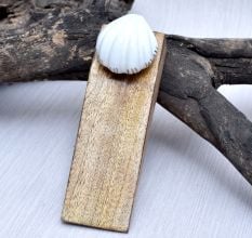 Brown & White Ceramic Wooden Door Stopper